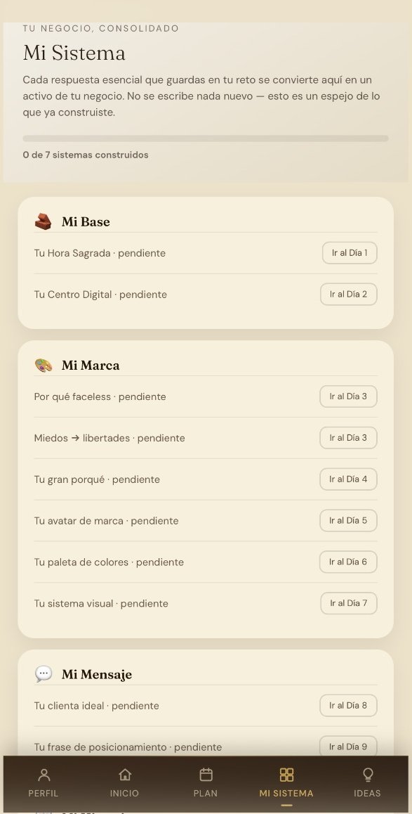 Pantalla Mi Sistema de la app, con el resumen de todo lo construido