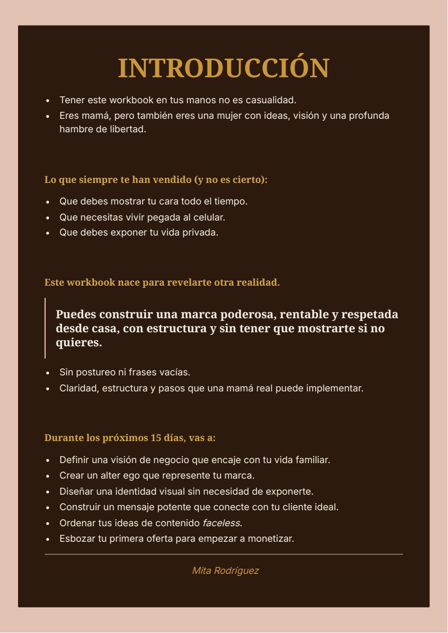 Página de introducción del Workbook Negocio Digital en 15 Días